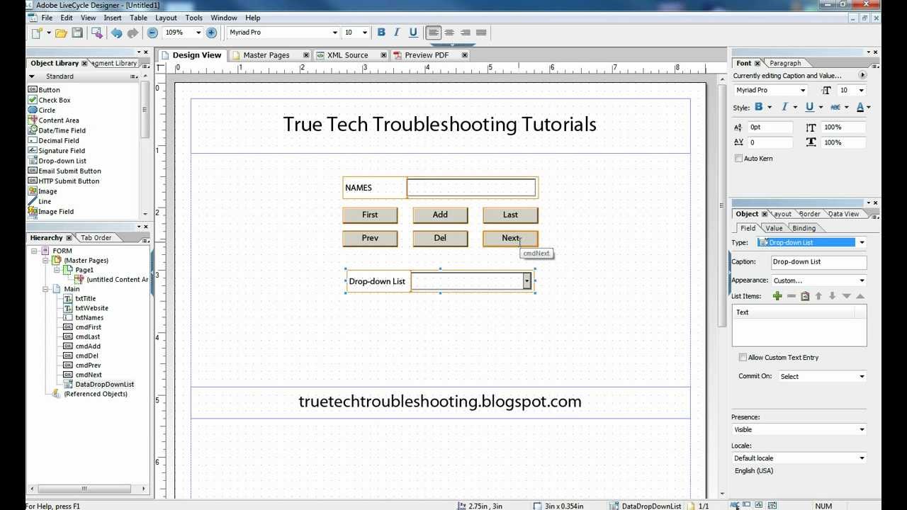 Populate a Dropdown from ODBC Connection in Adobe LiveCycle ®
