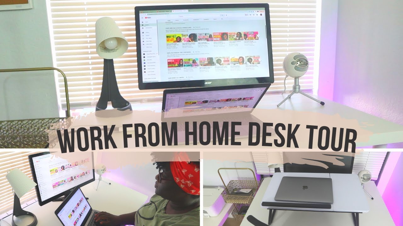 Work From Home DESK TOUR | DIY HOME OFFICE DESK SETUP  (+ DESK ESSENTIALS)