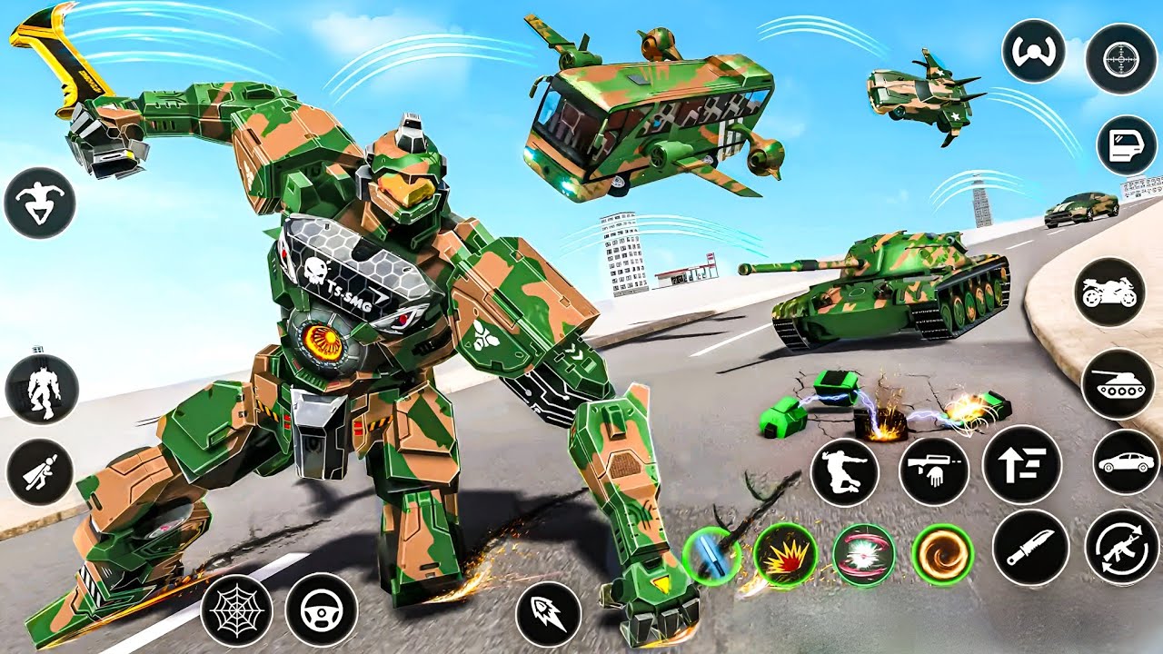 Army Robot Tank Car Jet Bus Transformation Game 2026 New Fighter Tank in City - Android Gameplay
