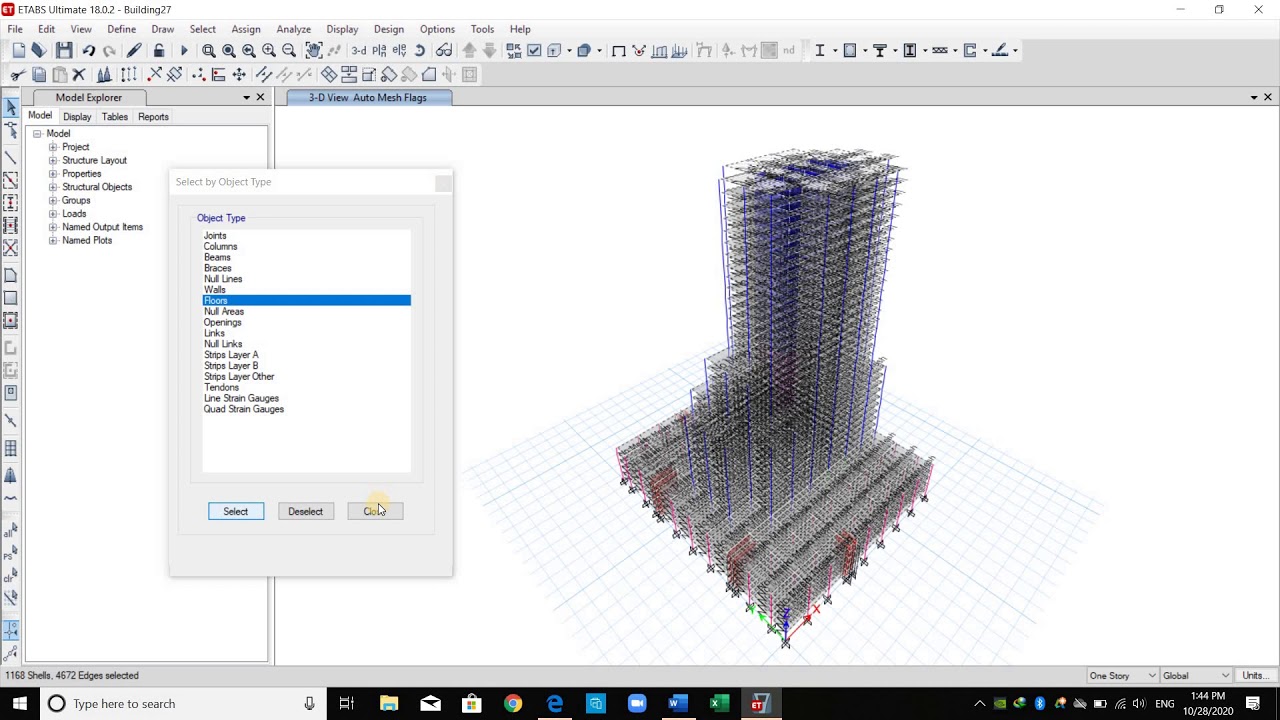 How to assign area meshing for floors and walls in ETABS? (Lecture 7)