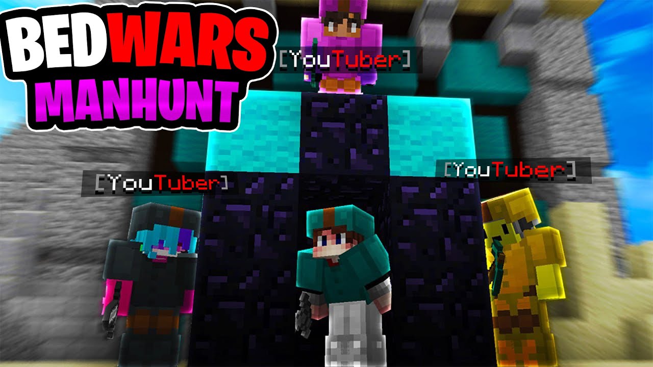 BedWars MANHUNT Contro 3 YouTubers! *epico*