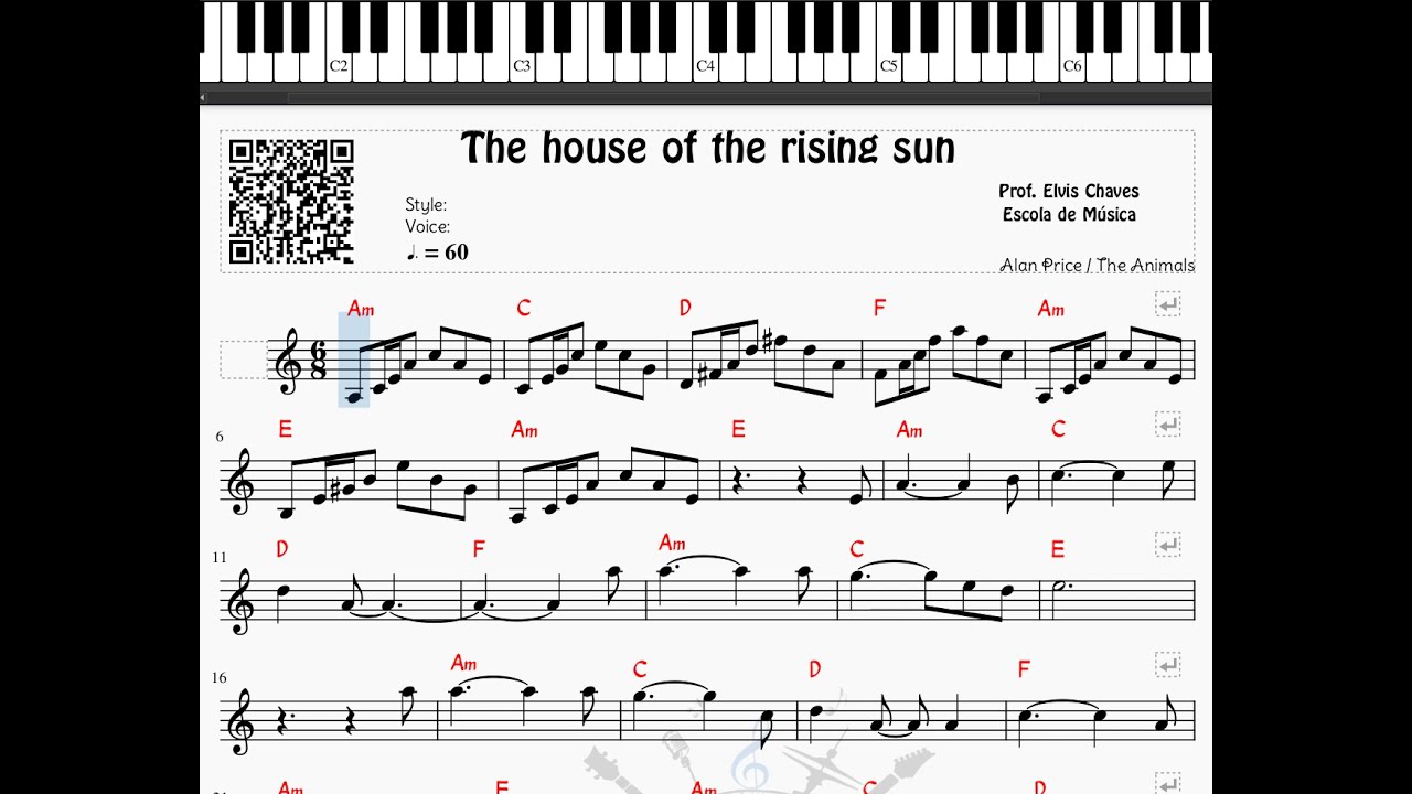 🎼 The house of the rising sun - A casa do sol nascente (1) - 465 - Tutorial Partitura Fácil 1