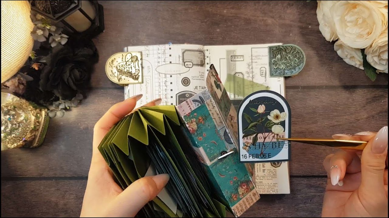 종이 소리 ASMR | 빈티지 감성 다꾸 | Paper sounds ASMR | 💚연두감성💚 #scrapbooking #journaling #journal 