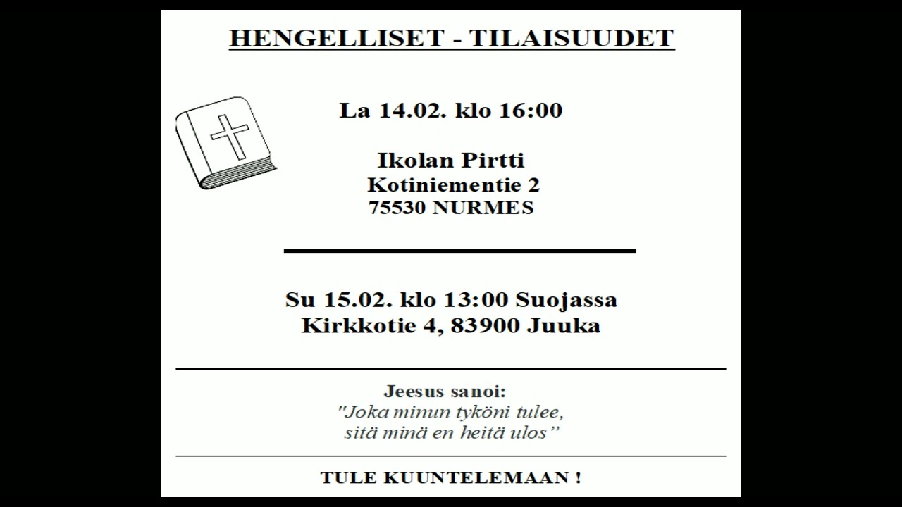 Tulevat tilaisuudet La 14.02. - Su 15.02.2026 Pohjois-Karjalassa