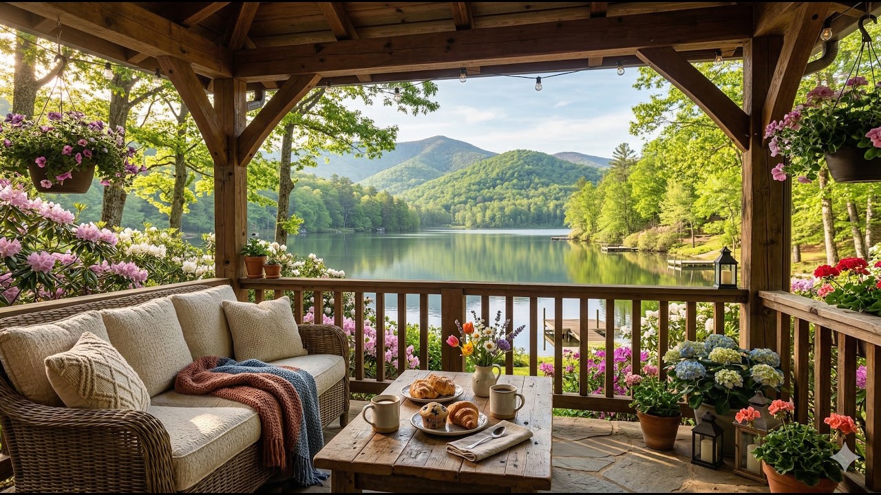 Sweet Spring Morning Jazz 🌸 Cozy Coffee Porch Ambience with Smooth Piano Jazz for Working & Studying
