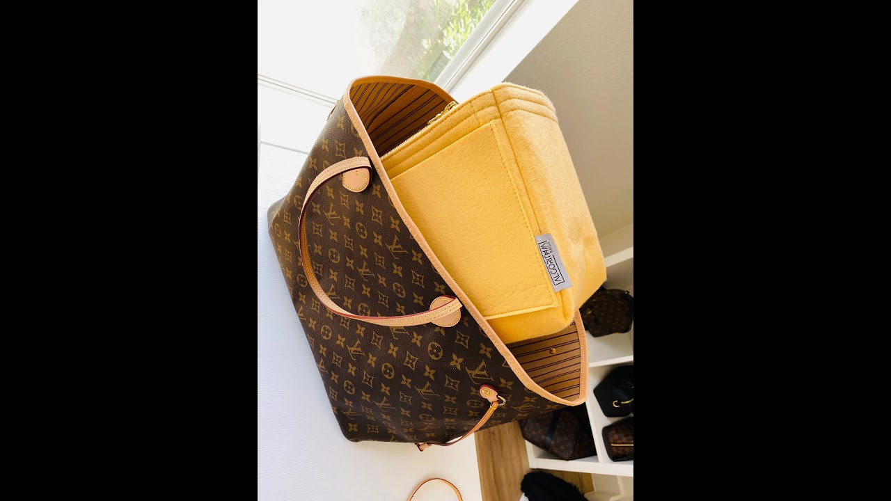 LV Neverfull Purse Organizer Insert w zippers laptop holder pocket for LV Louis Vuitton Neverfull GM