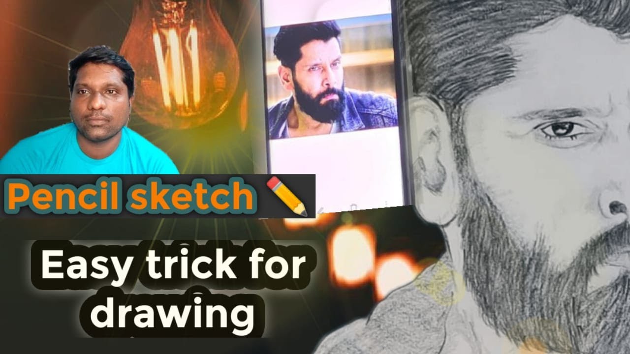 How to draw Tamil actor Vikram easy and simple drawing