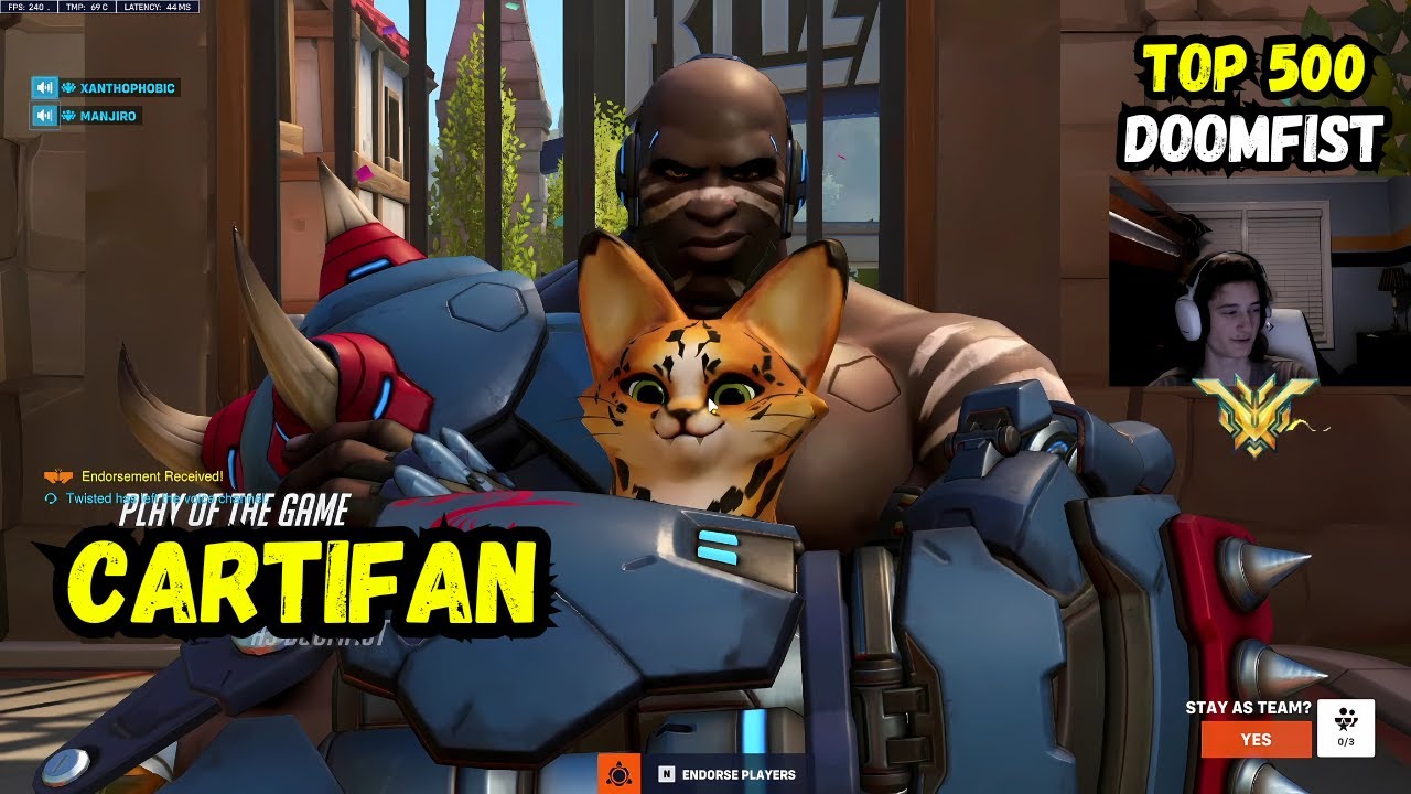 POTG!🛡️CARTIFAN22 DOOMFIST GAMEPLAY | 30 ELIMS | TOP 500 DOOMFIST OVERWATCH 2 SEASON 13