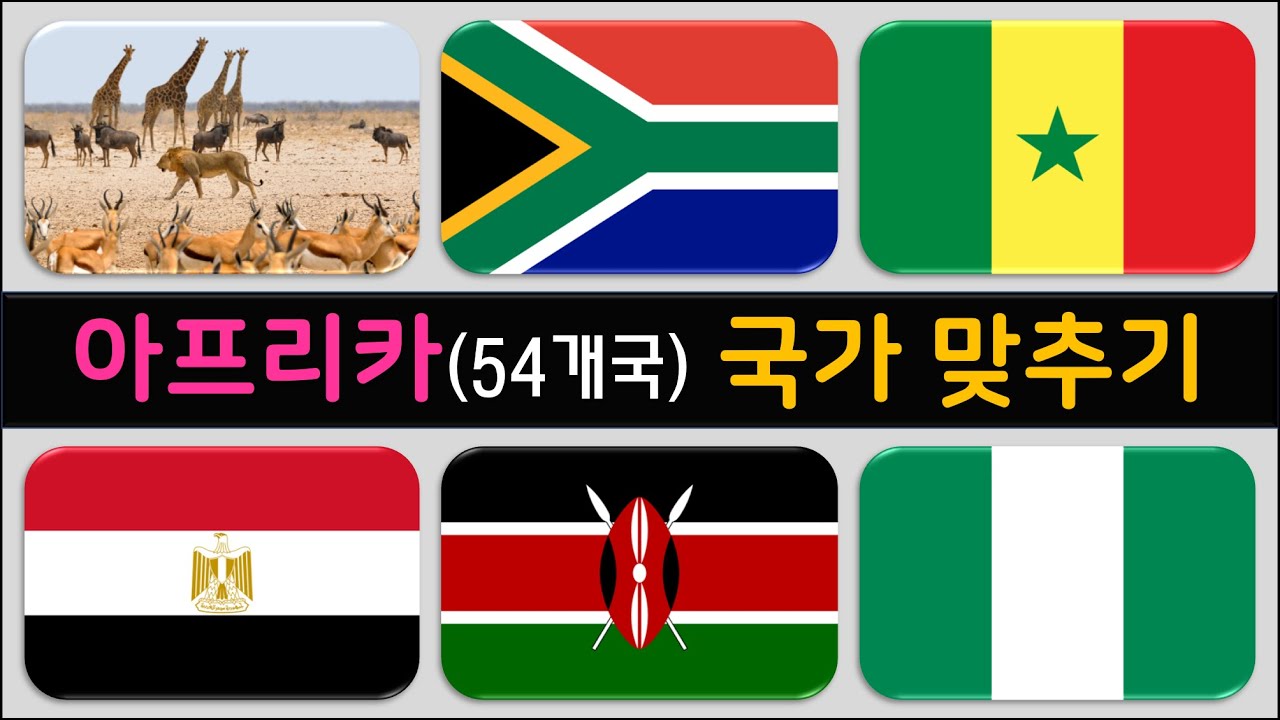[퀴즈💯] #6 아프리카 국가 이름 맞추기 (54개국) 🌍 아프리카 나라 국기｜아프리카 국기 퀴즈 🚩