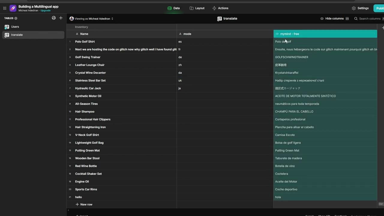Multilingual Translator Glideapps