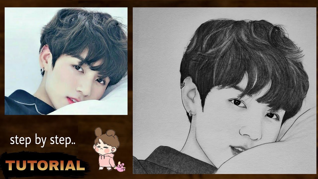 How to draw BTS Jungkook step by step #2 - Drawing Tutorial | YouCanDraw