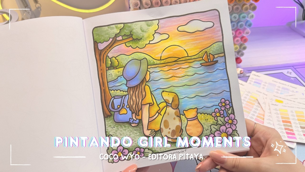 PINTANDO GIRL MOMENTS COM OHUHU - COMO FAZER EFEITO DE ILUMINAÇÃO - LUZ E SOMBRA - LIVRO DE COLORIR