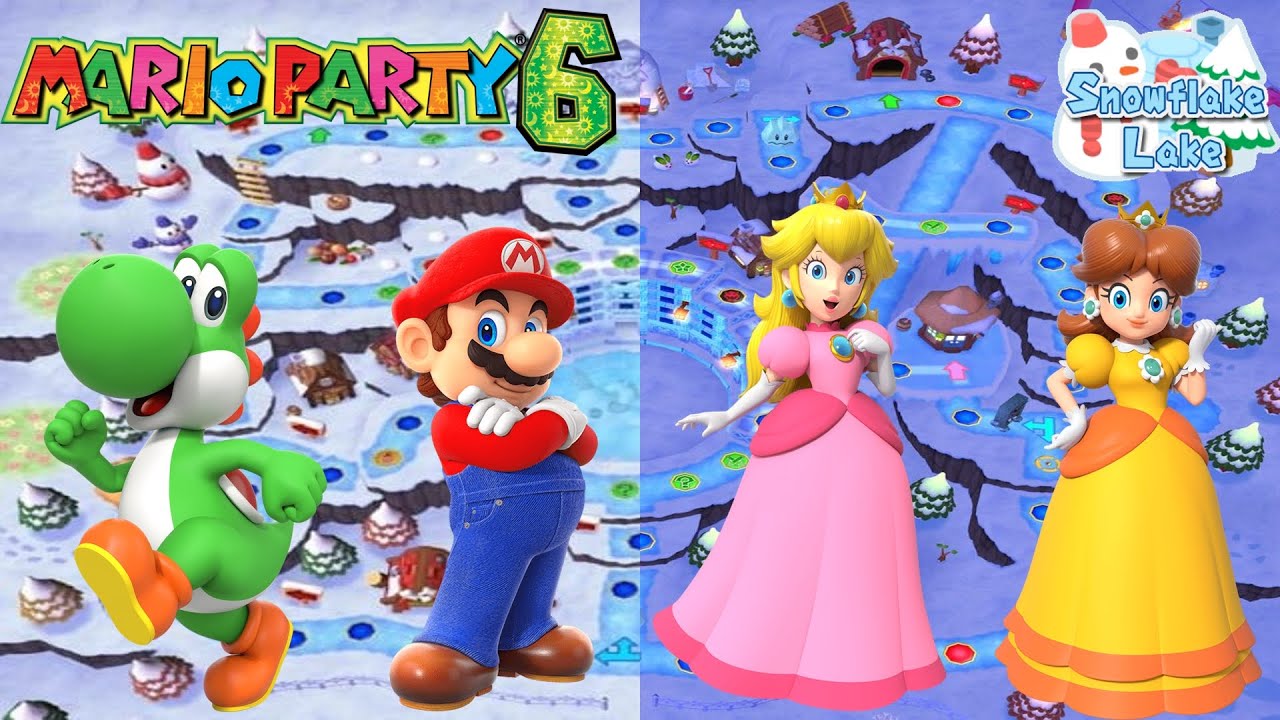 Mario Party 6 - Yoshi vs Mario vs Peach vs Daisy - Snowflake Lake