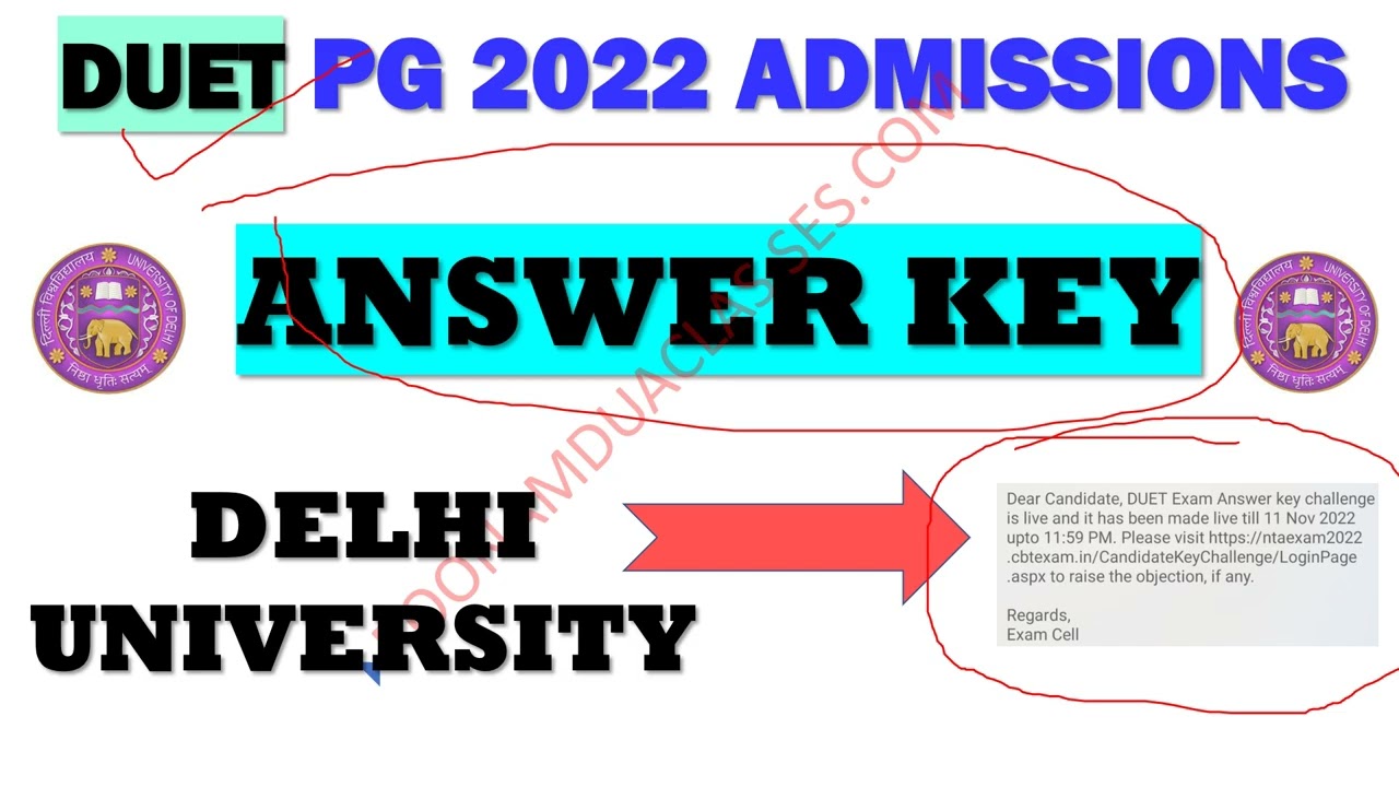 DUET 2022 PG ANSWER KEY RELEASED