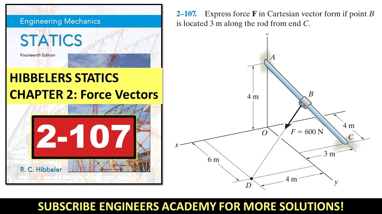 2-107 | Chapter 2: Force Vectors | Hibbeler Statics 14th ed | Engineers Academy