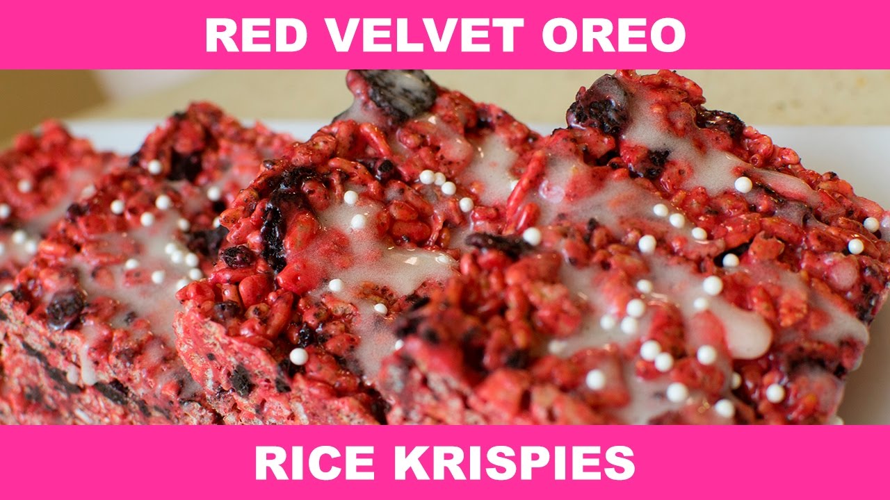 Red Velvet Oreo Rice Krispies Treats