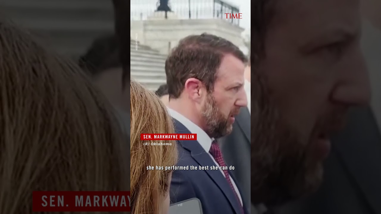 Sen. Markwayne Mullin reacts to being tapped to replace Kristi Noem as Homeland