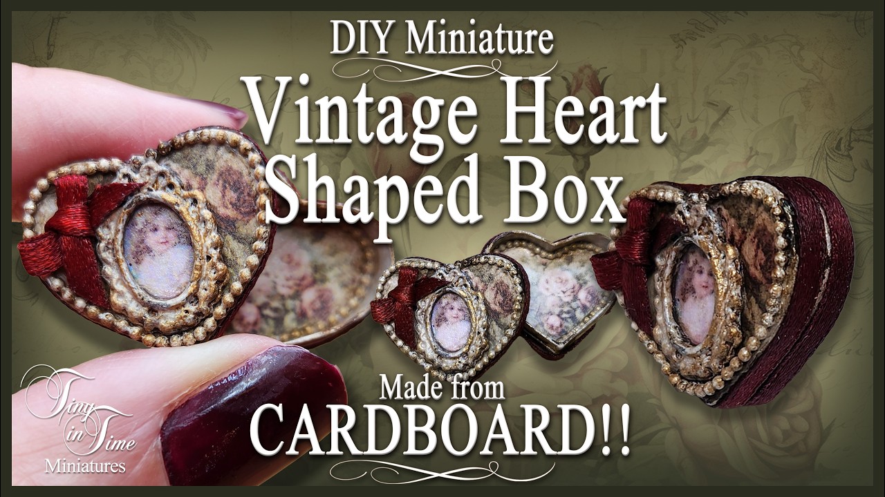 DIY Miniature Vintage Valentines Chocolate Box | 1:12 Scale Dollhouse Craft Using Cardboard