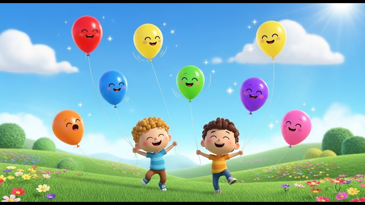 Seven Little Toy Balloons Bop Bop Bop | Color Learning & Counting Song for Kids
