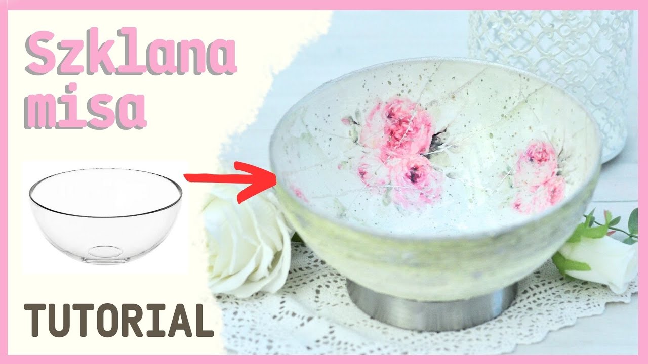 Szklana misa decoupage ze złoceniami [tutorial] No. 938