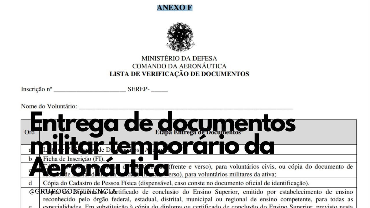 Entrega de documentos para temporário da Aeronáutica aprenda como funciona