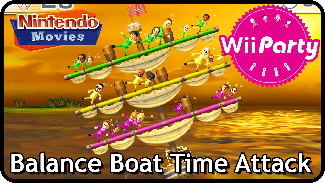 Wii Party — Balance Boat Time Attack (2 игрока, Новичок, Средний уровень, Эксперт)
