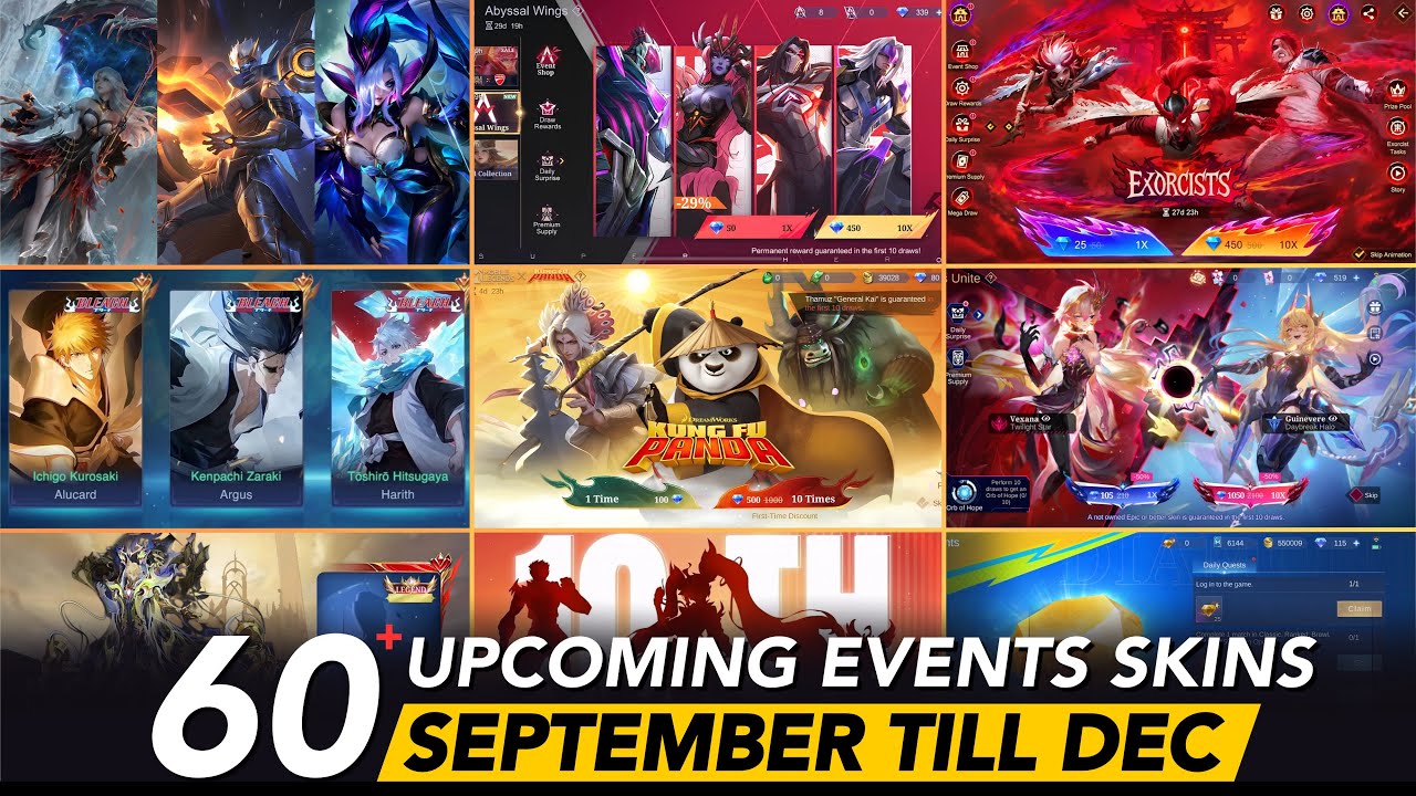 SEPTEMBER TILL DECEMBER EVENTS & SKINS RELEASE DATES ASPIRANTS | KAGURA, MIYA,GRANGER LEGEND SKIN 