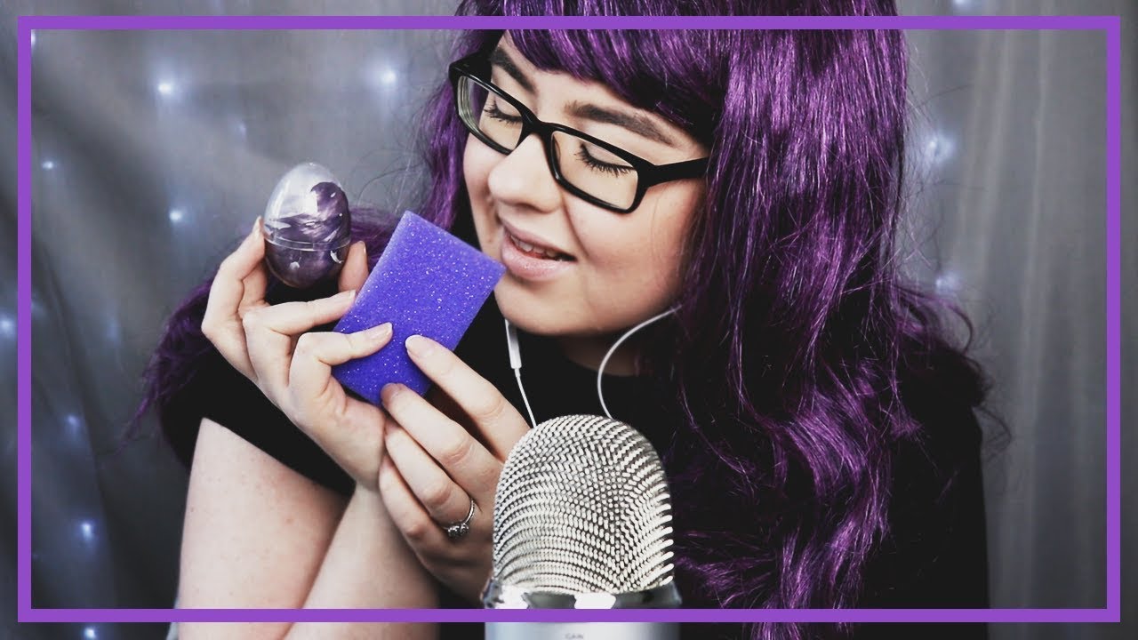 ASMR F&Auml;RGTEMA LILA | Tapping Crinkle Slime Disksvampar m.m (svenska)