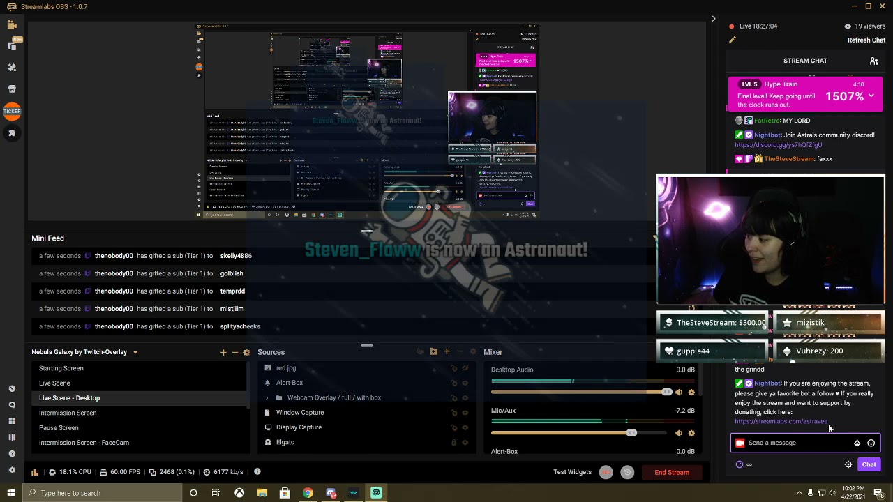 TheSteveStream Donates $1000 and 100 Gifted Subs & Astravea Cries on Stream