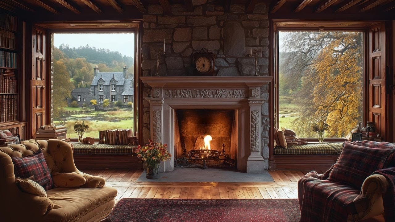 🔥 Cozy Fireplace Reading Ambience | Peaceful Castle Library for Study & Focus | No Ads 📚