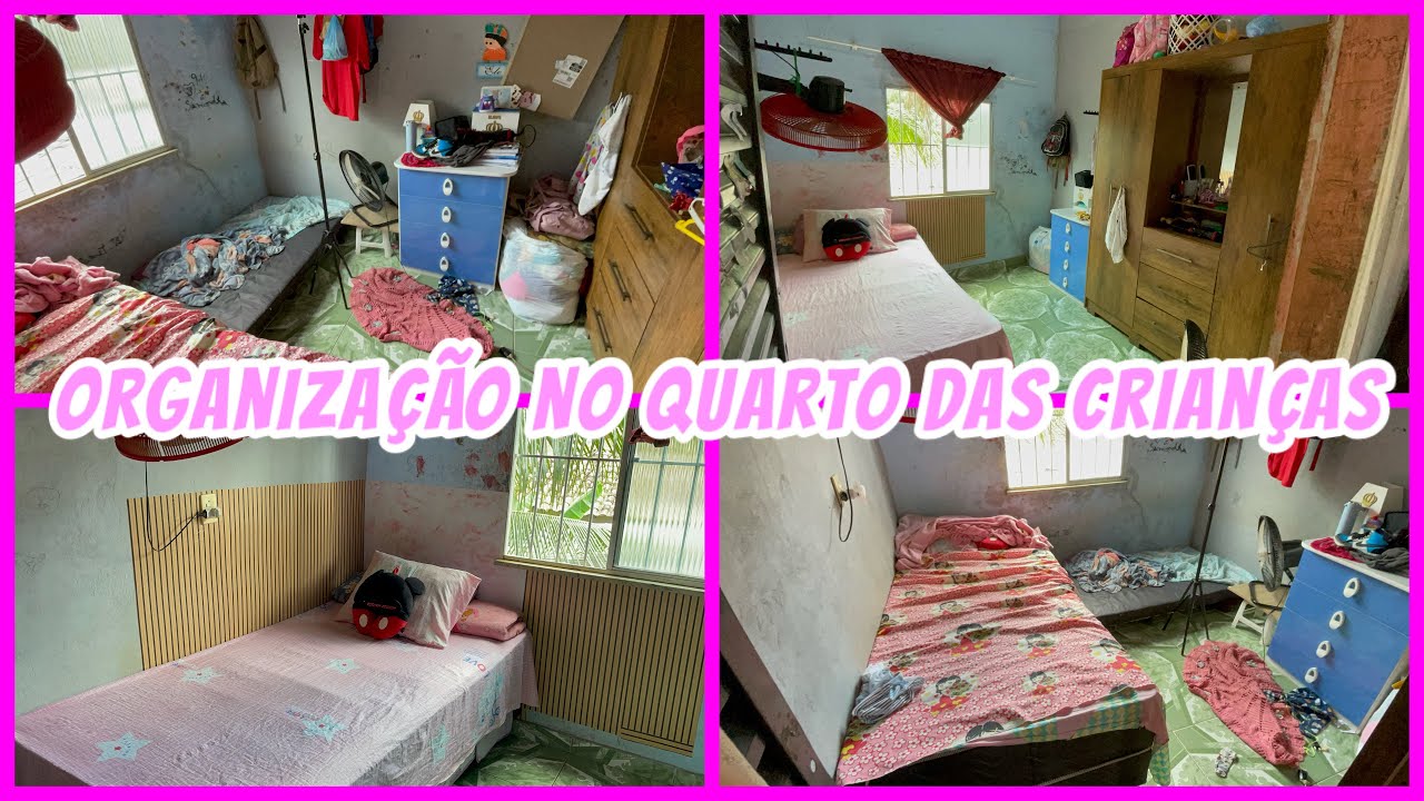 Organização no quarto das crianças,coloquei papel de parede.