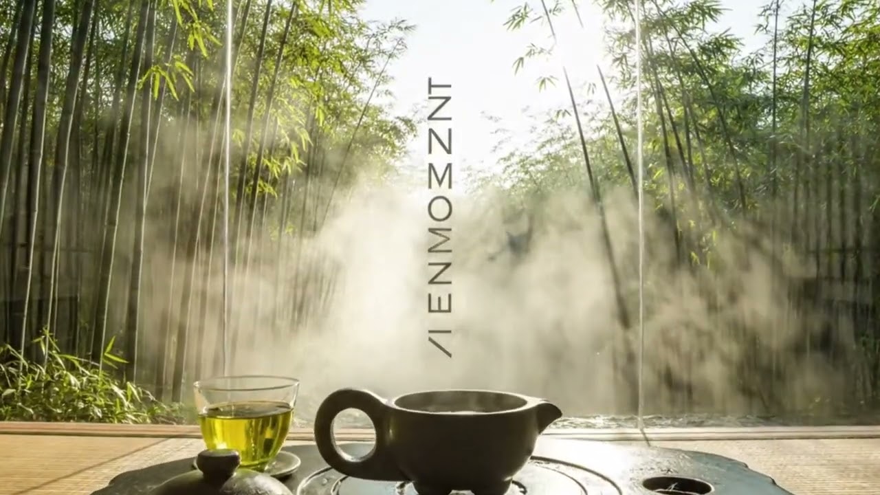 Bamboo Forest Tea House | Relaxing Zen Ambient & Foggy Forest ASMR (대나무 숲의 유리 찻집)
