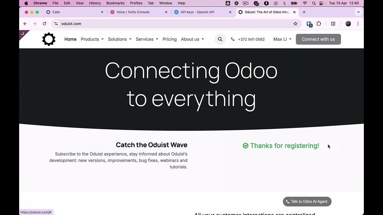 Oduist Connect (Odoo & Twilio integration app) installation
