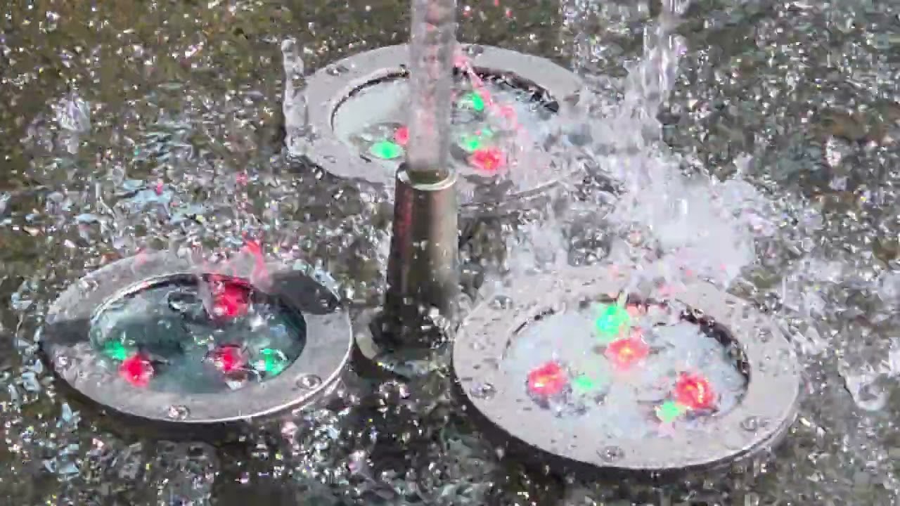 Village at Meridian Fountains Oase Flood Lights and fountain Nozzle up close in action