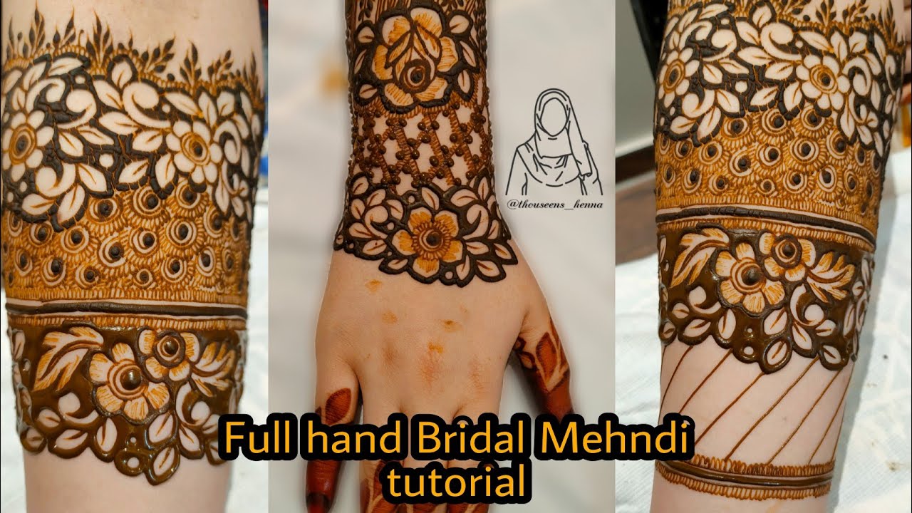 Full hand Bridal Henna Design Tutorial || Easy Dulhan Mehndi Design For full hand || wedding mehndi