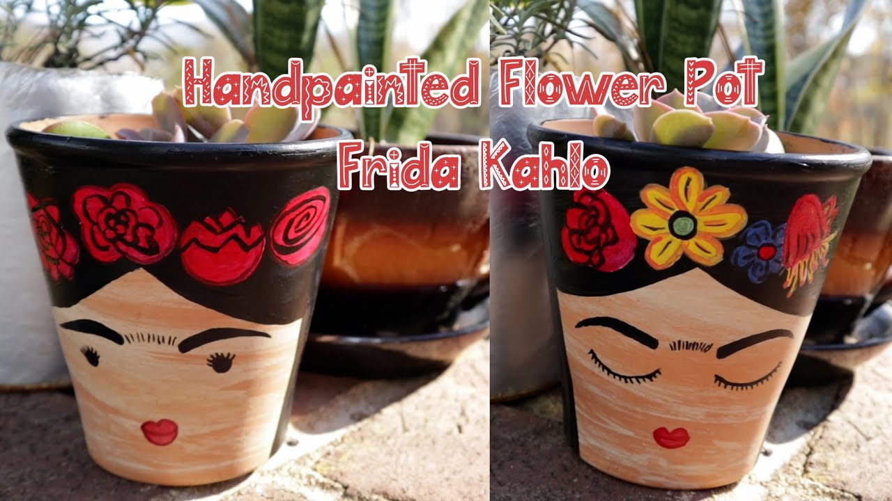 Frida Kahlo Hand Painted Flower Pot