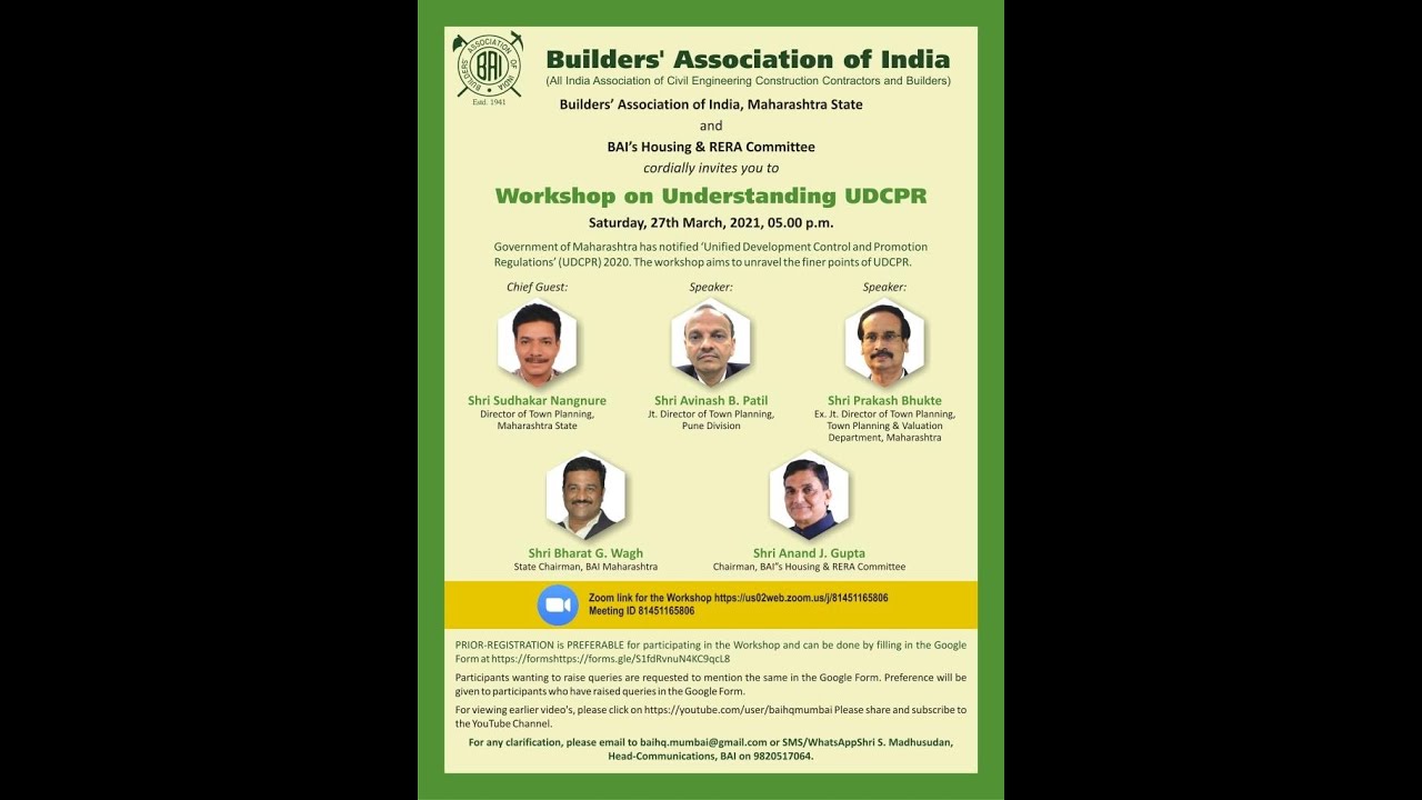 Workshop on Understanding &lsquo;Unified Development Control and Promotion Regulations&rsquo; (UDCPR)