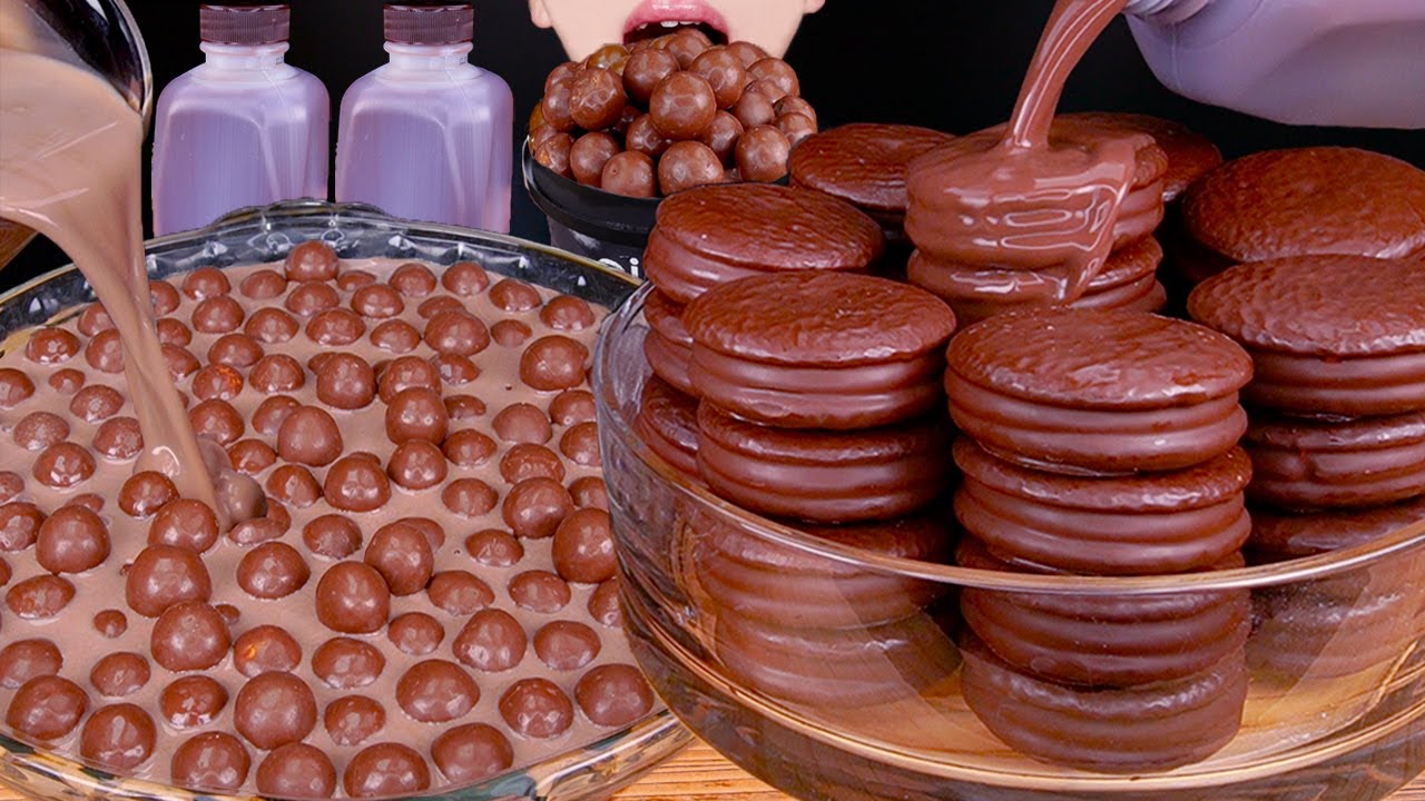 ASMR MALTESERS CHOCOLATE MILK MAGNUM ICE CREAM NUTELLA TWIX DESSERT MUKBANG Cokelat 먹방 EATING SOUNDS