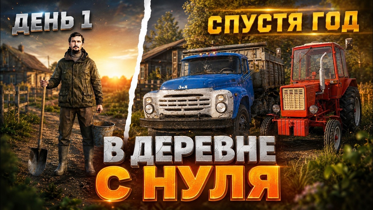 Я провёл 1 ГОД в ДЕРЕВНЕ с НУЛЯ на заброшенном участке FS 25