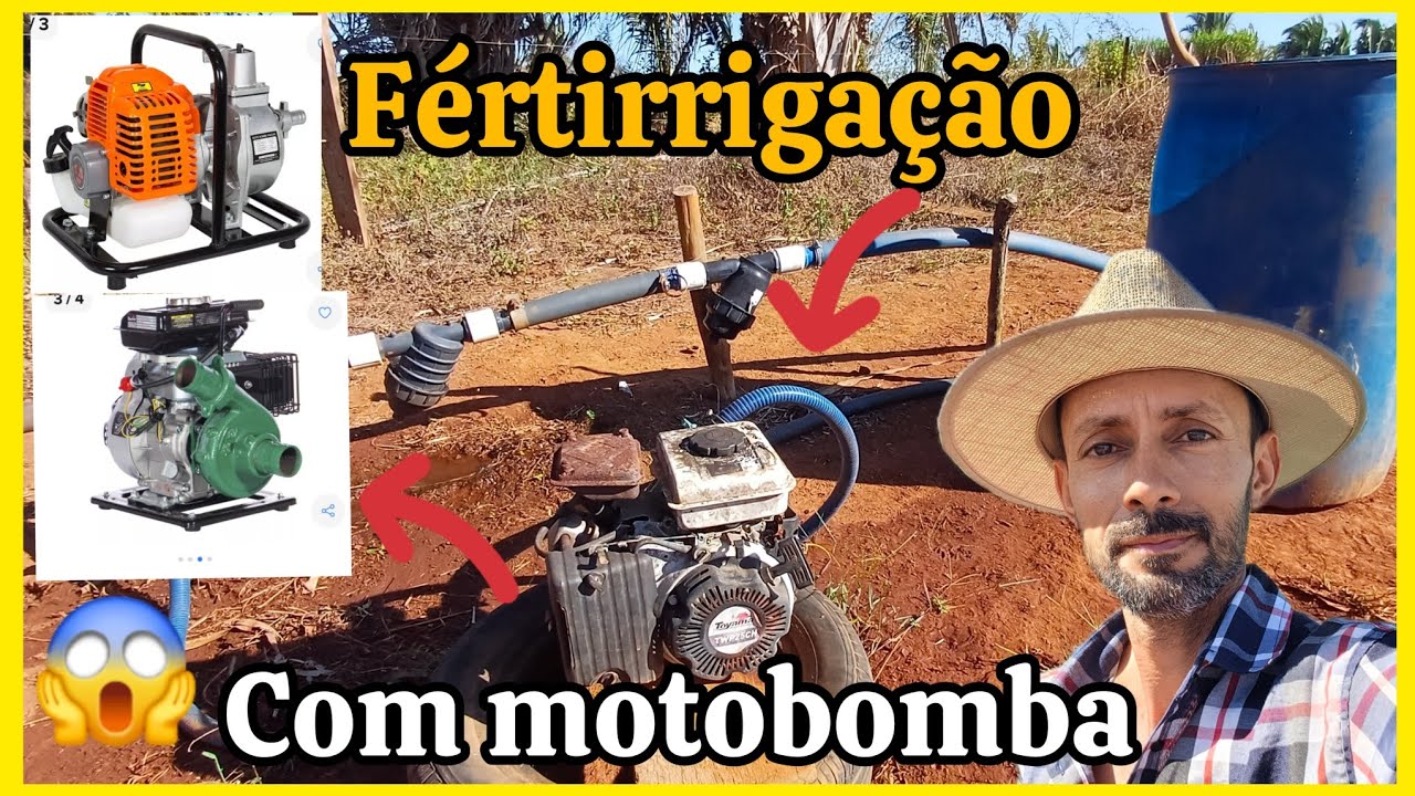 🤝😊Como montar sua fertirrigação, usando uma motobomba gasolina ⛽️ para a irrigação e adubação.