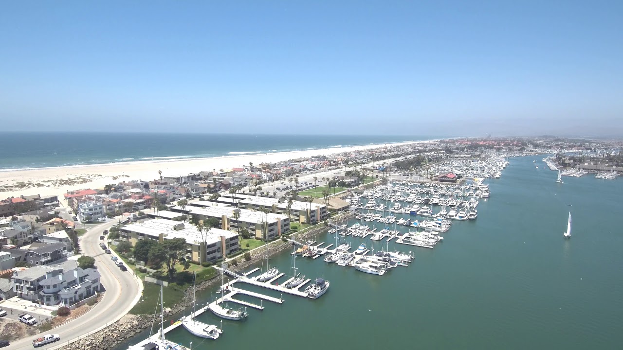 Drone View Port Hueneme Beach. Oxnard California.