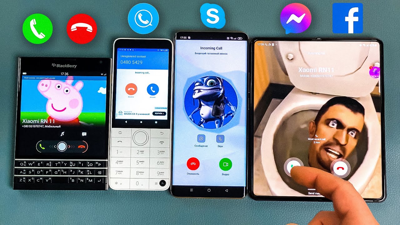 Z Fold 4 + Realme 11 Pro + Xiaomi Qin F22 + BlackBerry - SkyPhone + Skype + Facebook Incoming Call
