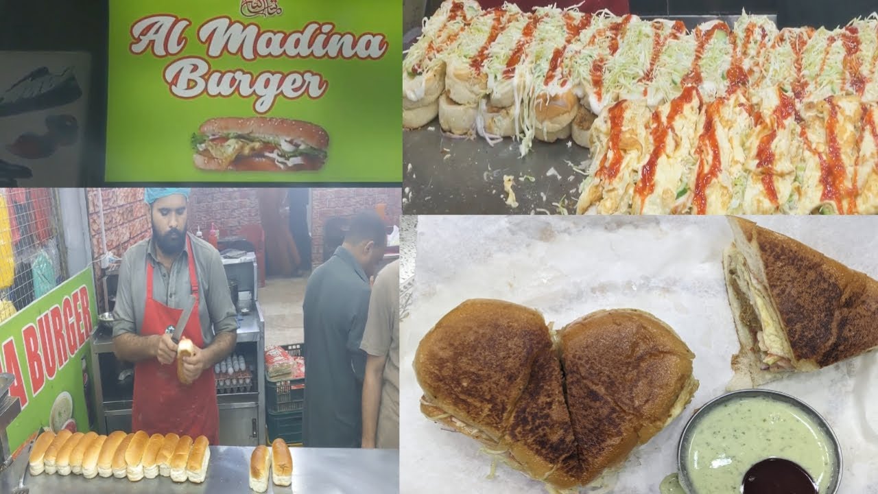 Special Egg Burger : Triple Layer Burger Making : Heart Shave Bun Kabab Street Food Of Pakistan