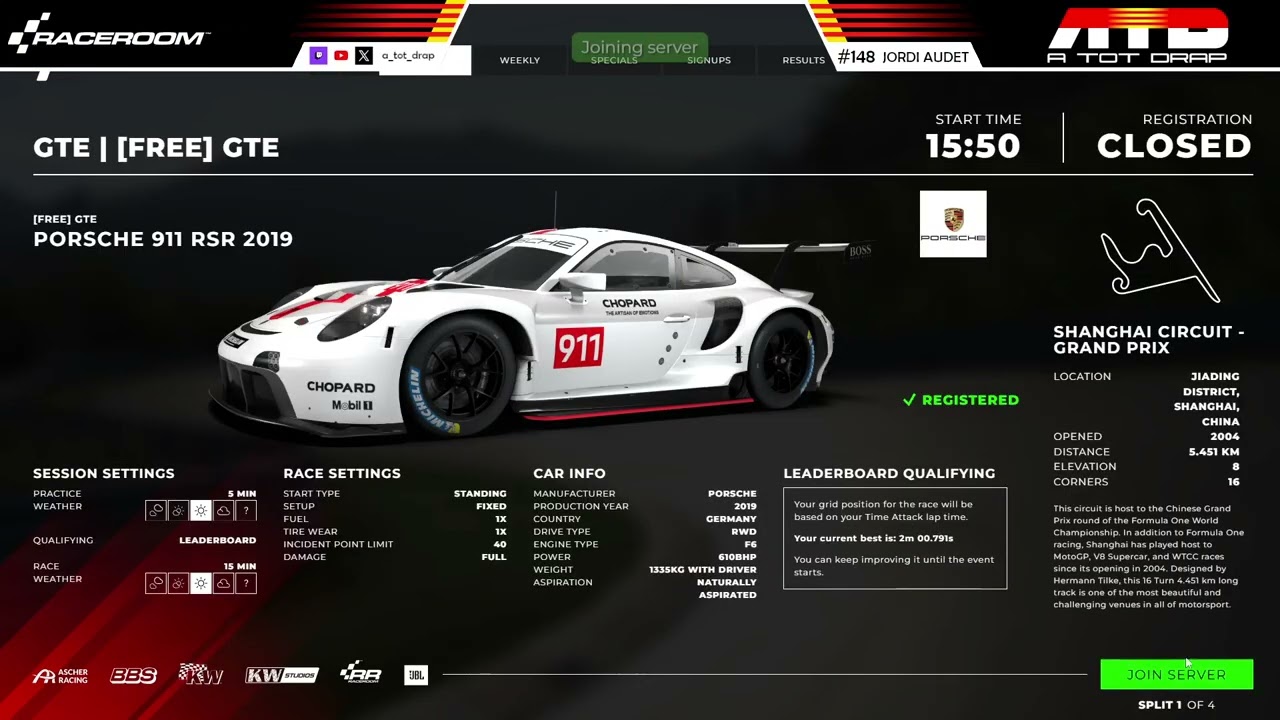 Rankeds de RaceRoom de GRATIS | ATOTDRAP !discord