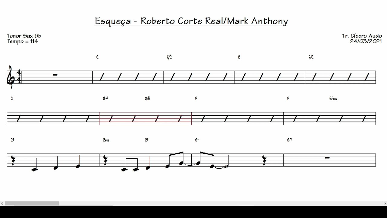 Esqueça - Roberto Corte Real e Mark Anthony 1964 (Tenor Sax Bb) [Sheet music]