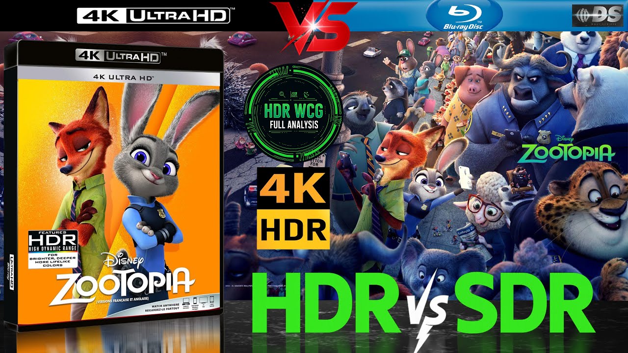 HDR DV WCG ATMOS ANALYSIS Zootopia 2016 4K UHD BD REVIEW vs 1080p BD SDR 100nits #TRUE_DIFFERENCE