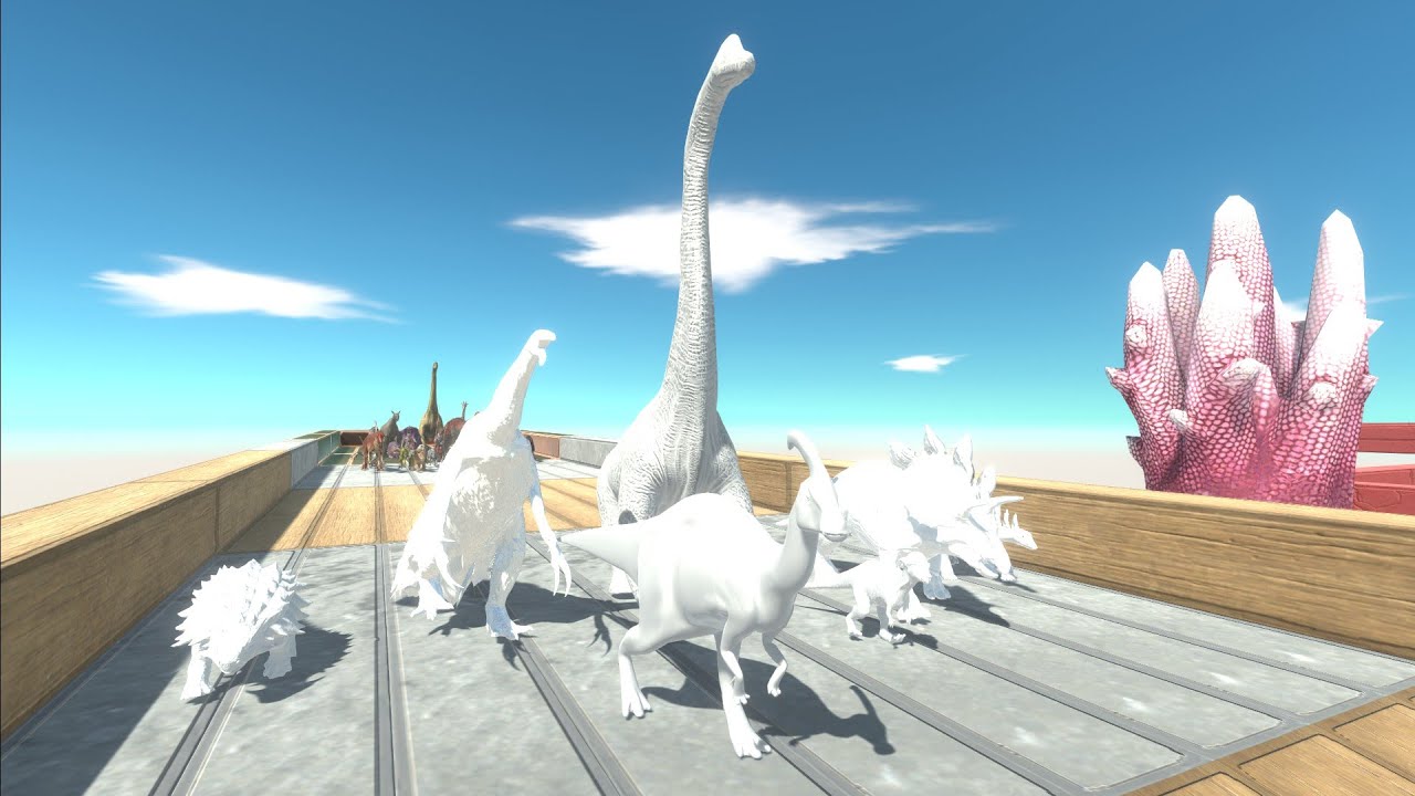 Race to eat Albino Herbivore Dinosaurs - Animal Revolt Battle Simulator