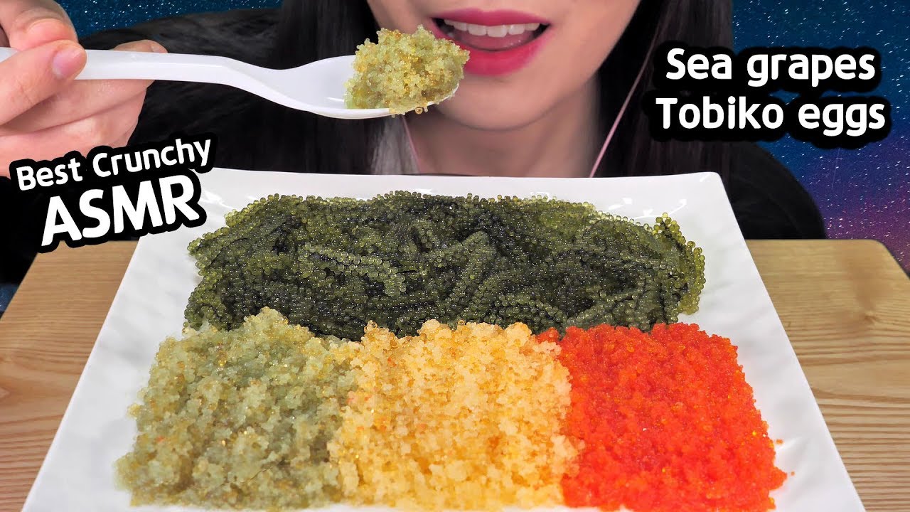 ASMR Tobiko eggs + SeaGrapes 날치알 바다포도 먹방 BEST CRUNCHY EATING SOUNDS