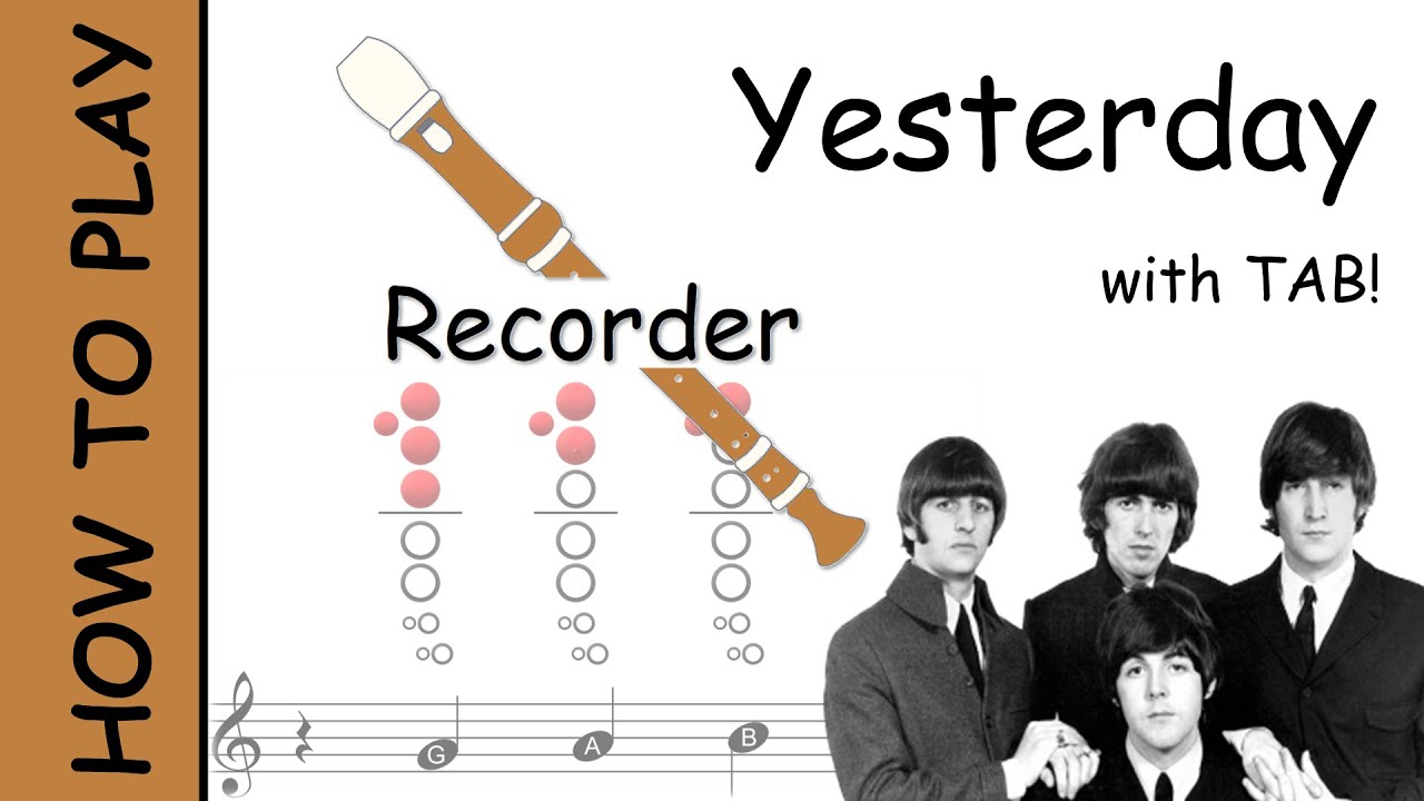 How to play Yesterday on Recorder | Sheet Music with Tab