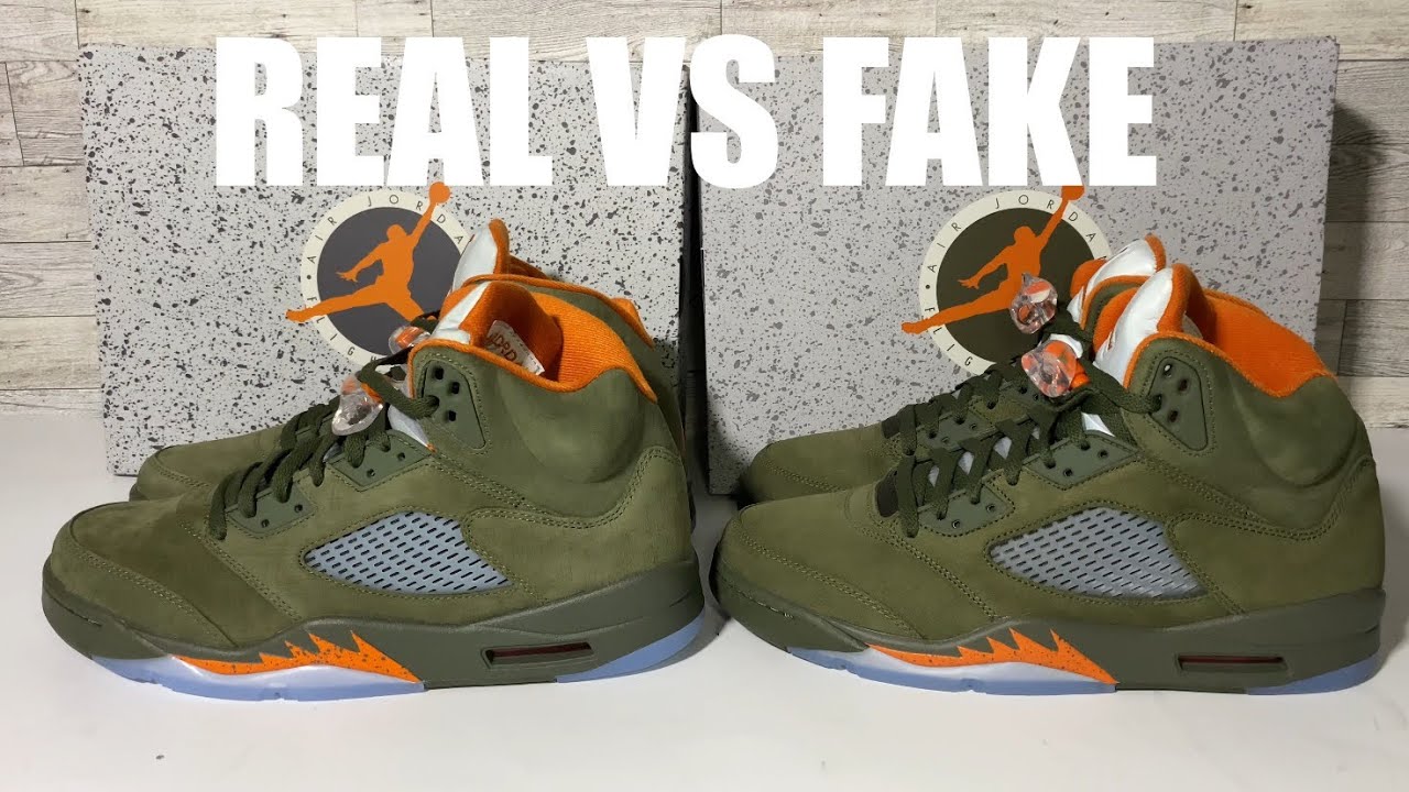 THESE ARE SCARY CLOSE! AIR JORDAN 5 OLIVE REAL VS FAKE COMPARISON